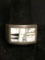 EC Designer Old Pawn Native American 15mm Wide Tapered Solid Sterling Silver Ring Band w/ Marble &