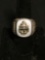 D.B. Designer Mother of Pearl Inlaid US Navy Motif 20mm Wide Tapered Sterling Silver Signet Ring