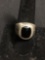 CTO Designer Boise Cascade Branded Solid Sterling Silver Ring Band w/ Cushion 12x10mm Onyx Cabochon