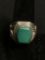 Rectangular 12x10mm Faceted Turquoise Center Eagle Motif Sterling Silver Old Pawn Native American