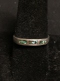 Broken Edge Gemstone Inlaid 3mm Wide High Polished Sterling Silver Band