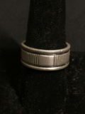 Roman Numeral Decorated Eternity Design 9mm Wide Sterling Silver Band