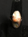 Oval 23x11mm Paua Shell Center Old Pawn Native American Sterling Silver Ring Band