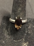 BBJ Designer Marquise Faceted 16x8mm Smokey Topaz Center 3.5mm Wide Shank High Polished Sterling