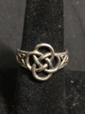 Old Pawn Irish Celtic Knot Design Handmade 14mm Wide Tapered Sterling Silver Ring Band