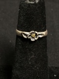 Antique Finished Handmade Rosebud Design w/ Gold Accent Center 4.5mm Wide Tapered Sterling Silver