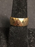 OT Designer Turkish Made 8mm Wide Domed Faceted Gold-Tone Sterling Silver Band