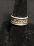 Malibu Club Motif 9mm Wide Mexican Made Sterling Silver Cigar Band