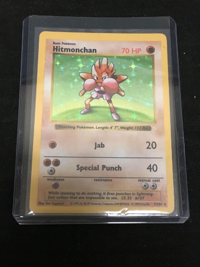 Pokemon HITMONCHAN Base Set Shadowless Holofoil Rare Card 7/102