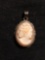 Oval 20x5mm Hand-Carved Shell Lady Cameo Vintage Old Pawn Sterling Silver Pendant