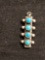 Four Round 4mm Turquoise Cabochon Featured 25x10mm Old Pawn Native American Sterling Silver Pendant