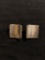 High Polished Square 17mm Concave Style Pair of Sterling Silver Button Earrings