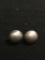 Round 15mm Diameter High Polished Pair of Sterling Silver Button Earrings