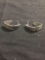 High Polished & Lizard Skin Detailed 22x8mm Pair of Sterling Silver Half Hoop Earrings