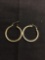 Round 28mm Diameter 2mm Wide Gold-Tone Pair of Sterling Silver Hoop Earrings