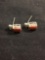 Oval 8x6mm Sunstone Featured Pair of Sterling Silver Button Earrings
