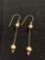 Rough Garnet Gemstone Featured 60mm Long 8mm Wide Gold-Tone Pair of Sterling Silver Drop Earrings
