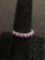 Seven Round Sugilite Cabochon Centers 3.5mm Wide Signed Designer Sterling Silver Band