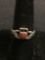 Old Pawn Irish Claddagh Design 10mm Wide Tapered Sterling Silver Ring Band w/ Coral Heart Center