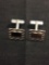 Rectangular 15x12mm Textured & High Polished Pair of Sterling Silver Cufflinks