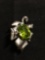 Oval Faceted 13x10mm Peridot Gem Center High Polished Maple Leaf Design 34x24mm Sterling Silver