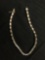 Alternating Round Faceted Chocolate & White 3.5mm CZ Decorated 8.5in Long Signed Designer Sterling
