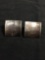 ND Designer Square 21mm High Polished Concave Pair of Sterling Silver Button Earrings