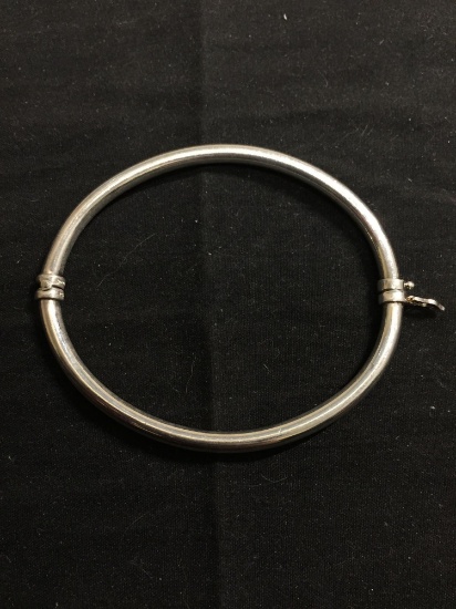 High Polished 4mm Rounded 3in Diameter Sterling Silver Hinged Bangle Bracelet