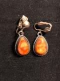Rope Frame Detail 15x10mm Teardrop Shaped Polished Agate Cabochon Centers Old Pawn Native American