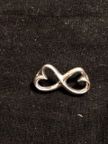 Twin Ribbon Heart Themed 20x10mm Daughter Motif High Polished Signed Designer Sterling Silver