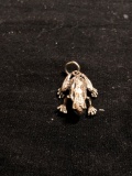 High Polished Laser-Carved Detailed 18x13mm Leaping Frog Motif Sterling Silver Pendant