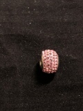 Pink Rhinestone Studded Round 12mm Pandora Style RL Designed Sterling Silver Bracelet Bead