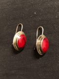 Oval 15x6mm Red Jasper Cabochon ATI Designer High Polished Old Pawn Mexico Pair of Sterling Silver