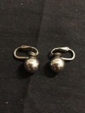 Round 10mm High Polished Bead Ball Featured Pair of Sterling Silver Earrings