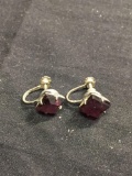 Square Step 8mm Purple Glass Center Pair of Sterling Silver Earrings