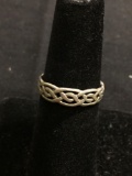 Old Pawn Irish Celtic Knot Decorated 5mm Wide Eternity Style Sterling Silver Band
