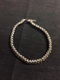 Diamond Accented S Link 6mm Wide 8in Long Signed Designer Sterling Silver Tennis Bracelet