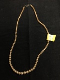 Graduating 3-7mm Faux Pearl 16in Long Necklace w/ Sterling Silver Safety Clasp