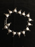 Taxco Designer Mexican Made Triangular Link 15mm Wide 8in Long High Polished Sterling Silver
