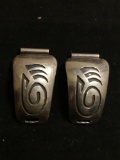 HC Designer 30x20mm High Polished Tribal Design Old Pawn Mexico Pair of Sterling Silver Watch Links