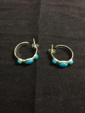 Carolyn Pollack Relios Collection Round & Oval Turquoise Cabochon Featured 20mm Diameter Pair of