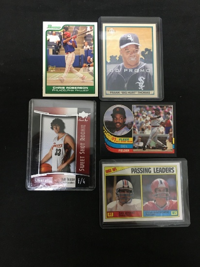 AMAZING Collection - Lot of 5 Sports Cards - Rookies, Stars, Inserts, Autos, VTG, Modern & More