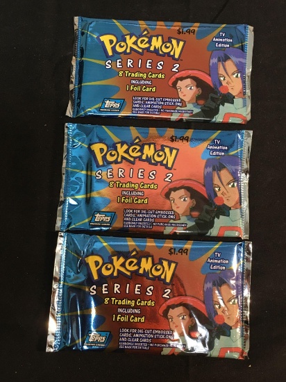 WOW Factory Sealed Vintage Pokemon Topps TV Annimation Series 2 Packs - 3X