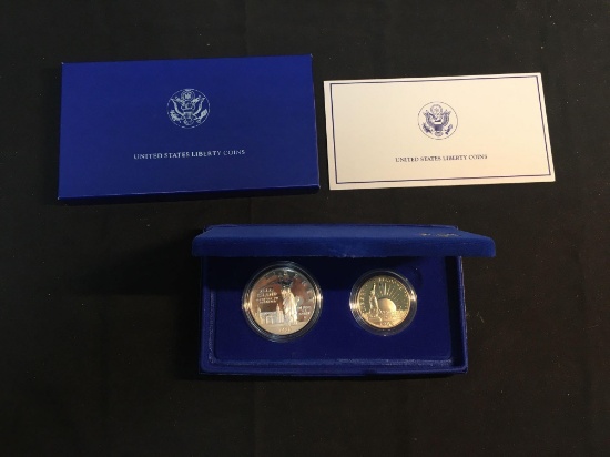 1986 United States Mint Liberty 2 Coin Set - 90% Proof Silver Dollar Set
