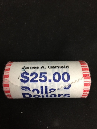United States Mint $25 Face Value Presidential Dollar UNCIRCULATED Bank Roll - JAMES A. GARFIELD