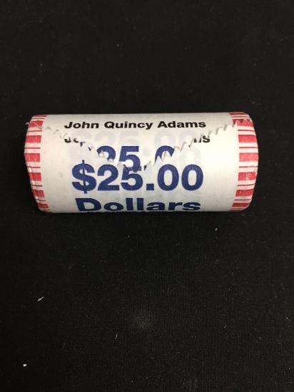 United States Mint $25 Face Value Presidential Dollar UNCIRCULATED Bank Roll - JOHN QUINCY ADAMS