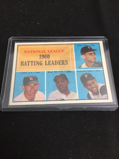 1961 Topps #41 NL Batting Leaders - WILLIE MAYS ROBERTO CLEMENTE Vintage Baseball Card