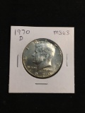 1970-D United States Kennedy 40% Silver Half Dollar - MS63