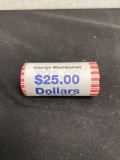 United States Mint Uncirculated $25 Face Value Roll Presidential Dollars - George Washington