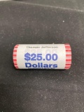 United States Mint Uncirculated $25 Face Value Roll Presidential Dollars - Thomas Jefferson